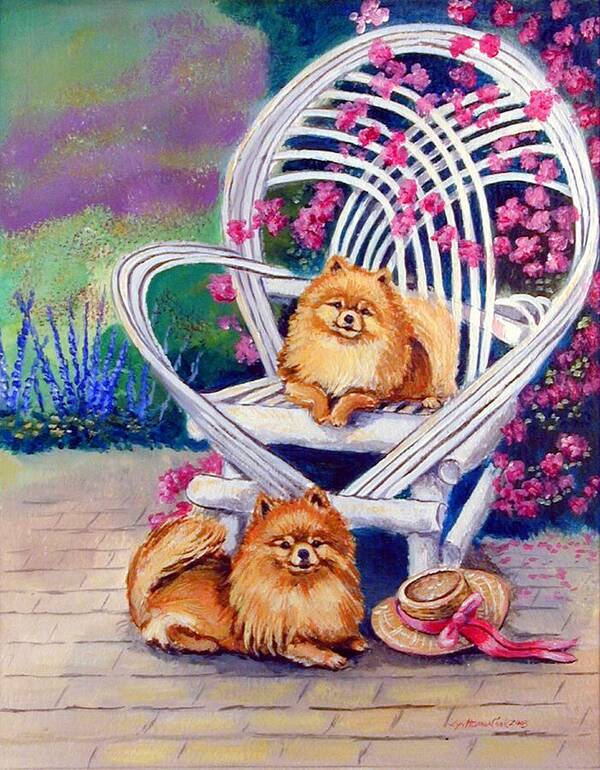 Pomeranian Poster featuring the painting Summer Day - Pomeranian by Lyn Cook