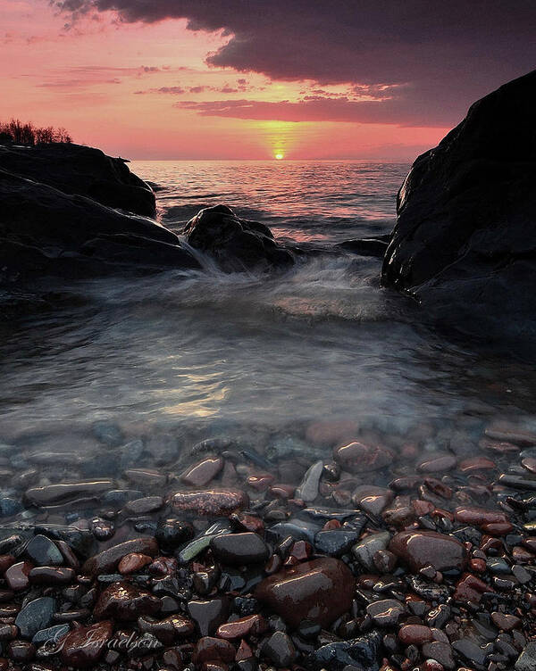 Lake Superior-morning-rocks-sunrise-shores-water-serenity Poster featuring the photograph Sunday Serenity by Gregory Israelson