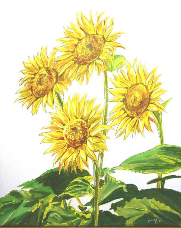 Flowers Poster featuring the painting Sunflowers by Bryan Bustard