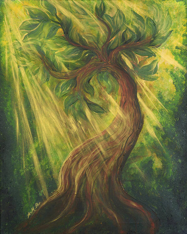 Sunlit Poster featuring the painting Sunlit Tree by Michelle Pier