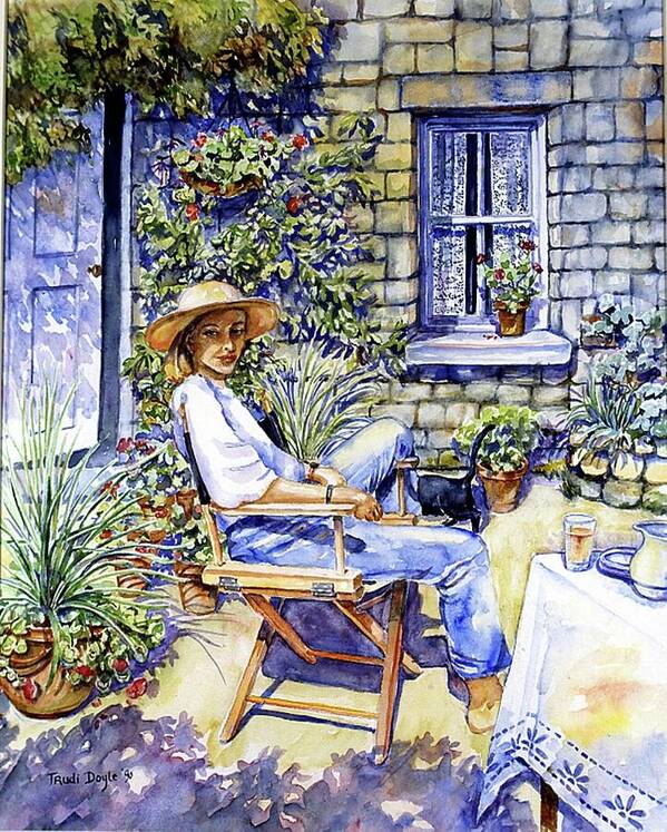 Sunshine Poster featuring the painting Sunny Afternoon with Black Cat by Trudi Doyle