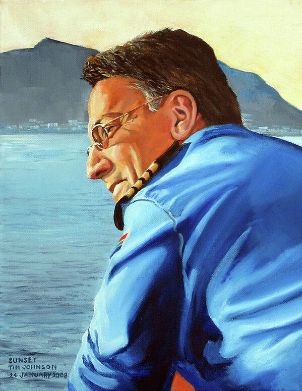 Capt Doug Faure Poster featuring the painting Sunset by Tim Johnson