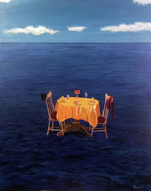 Ocean Poster featuring the painting Table for Two by Thomas Blood