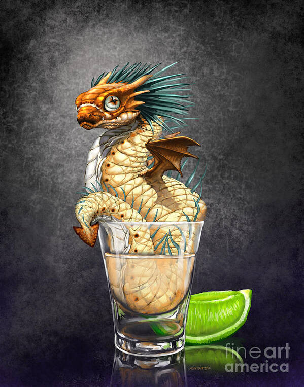 Tequila Poster featuring the digital art Tequila Wyrm by Stanley Morrison