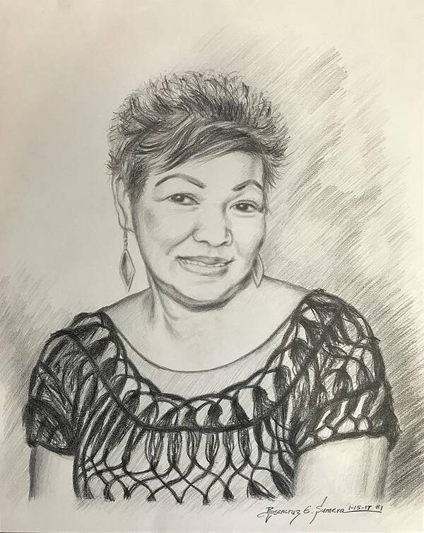 Pencil Drawing; Portrait Pencil Sketch; Portrait; Portrait Drawing Poster featuring the drawing Tessie Guinto by Rosencruz Sumera