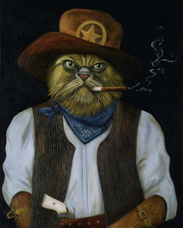 Cat Poster featuring the painting Texas Cat With An Attitude by Leah Saulnier The Painting Maniac