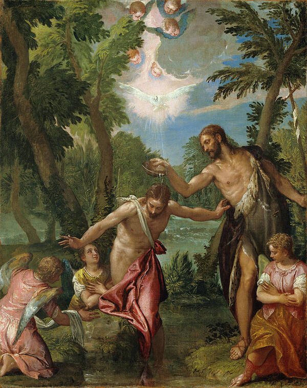 Paolo Veronese And Workshop Poster featuring the painting The Baptism of Christ by Paolo Veronese and Workshop
