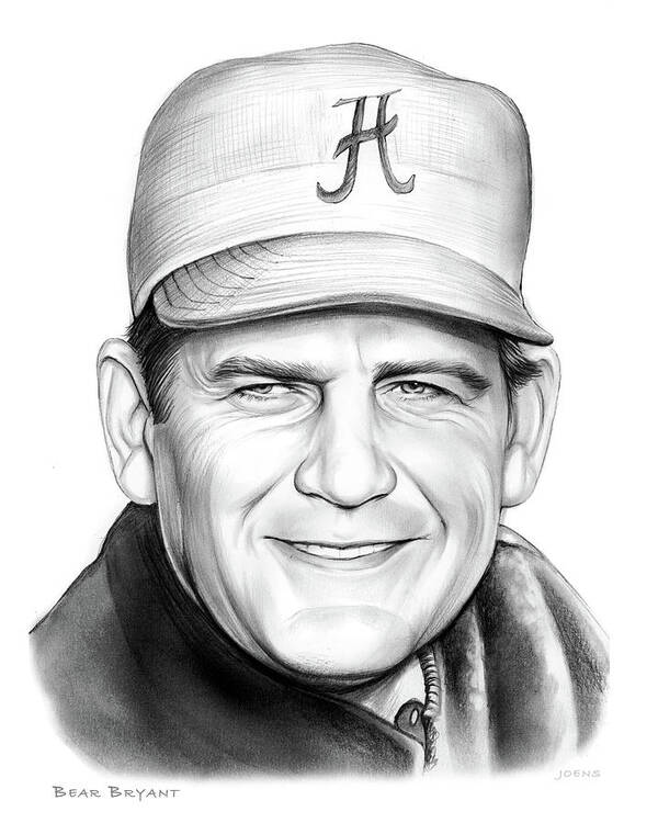 Bear Bryant Poster featuring the drawing The Bear by Greg Joens