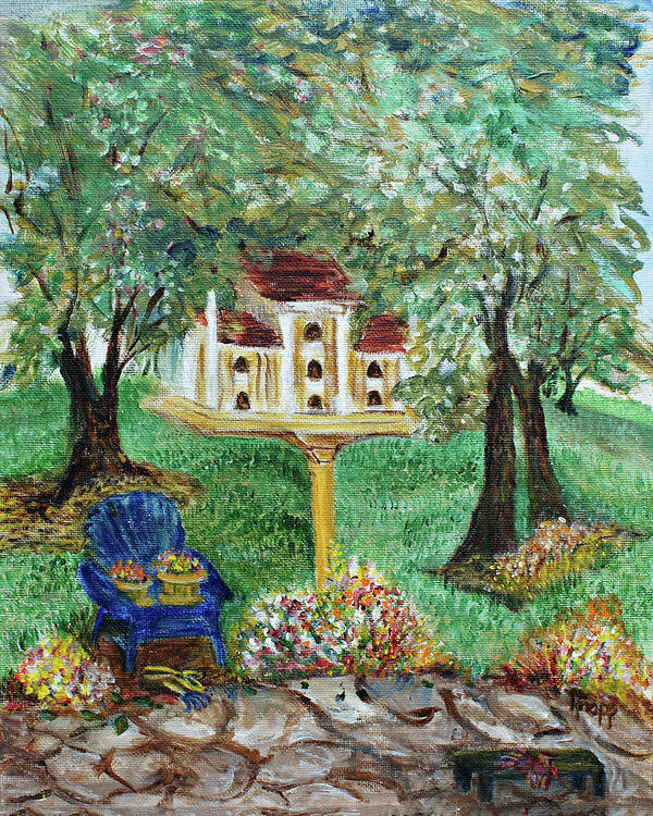 Birdhouse Poster featuring the painting The Best Seat in the House by Kathy Knopp