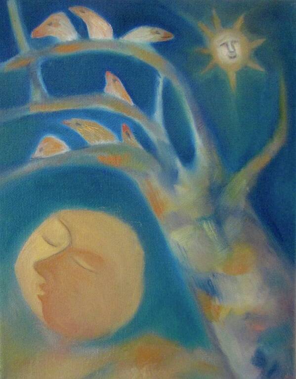 Oil Painting Poster featuring the painting The Bird Tree by Suzy Norris