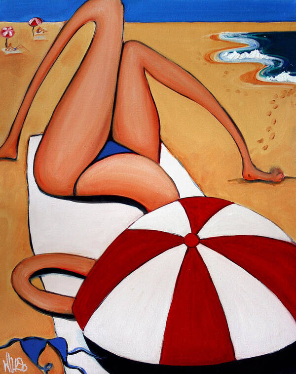 Beach Poster featuring the painting The Blue Bikini by Leanne Wilkes