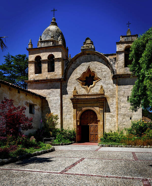 Carmel Poster featuring the photograph The Carmel Mission by Mountain Dreams