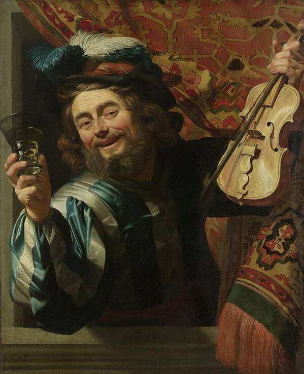 Van Honthorst Poster featuring the painting The Merry Fiddler, 1623 by Vincent Monozlay