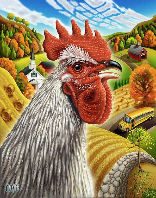 Morning Poster featuring the digital art The Morning Rooster by Garth Glazier
