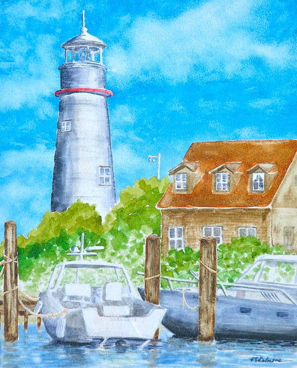 Lighthouse Poster featuring the painting The Ocracoke Light by Vic Delnore