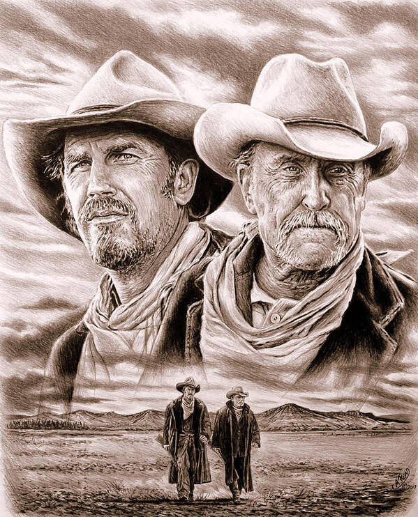 The Open Range Poster featuring the drawing The Open Range sepia by Andrew Read