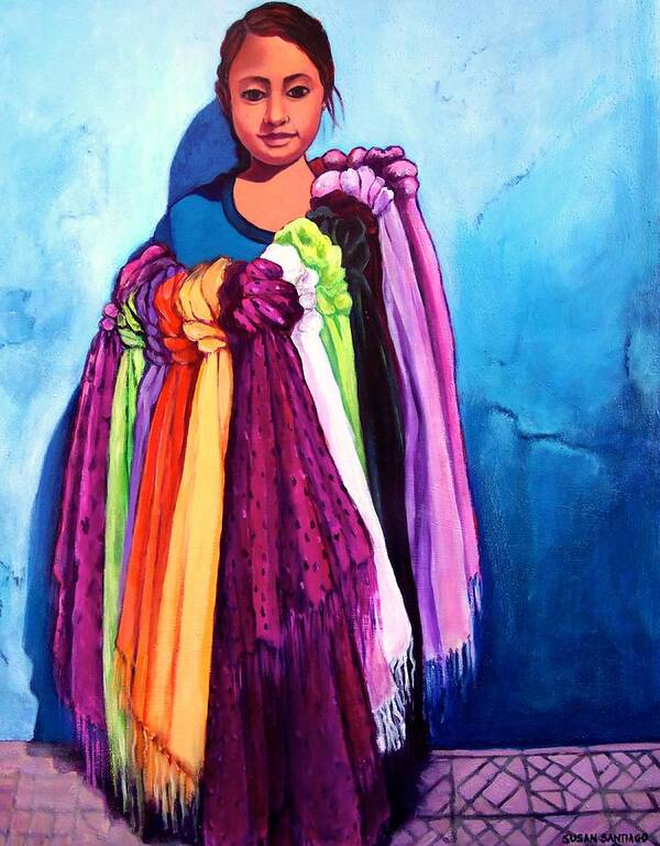 Portrait Poster featuring the painting The Scarf Seller by Susan Santiago