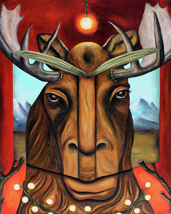 Moose Poster featuring the painting The Story of Moose by Leah Saulnier The Painting Maniac