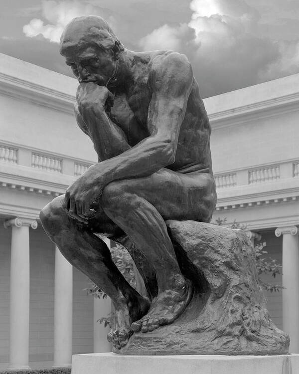 The Thinker Poster featuring the photograph The Thinker Bronze Sculpture Auguste Rodin Legion of Honor San Francisco California 1 by Kathy Anselmo