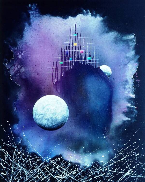 Spiritual Poster featuring the painting The Twin Moons by Lee Pantas