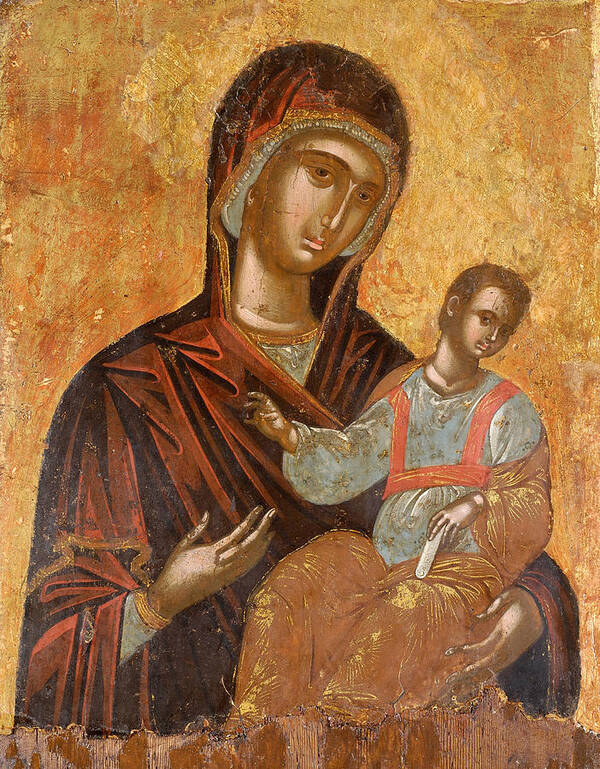 Cretan Workshop Poster featuring the painting The Virgin Hodegetria by Cretan workshop