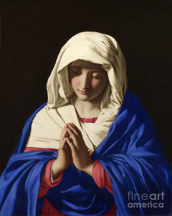 Giovanni Battista Salvi Da Sassoferrato - The Virgin In Prayer - The Prayer Of Mary Poster featuring the painting The Virgin in Prayer by Celestial Images