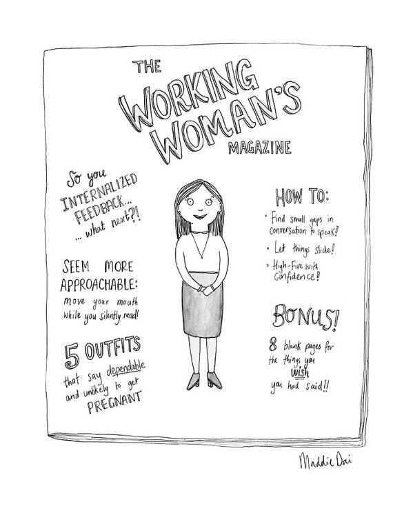 The Working Woman's Magazine Poster featuring the drawing The Working Womans Magazine by Maddie Dai