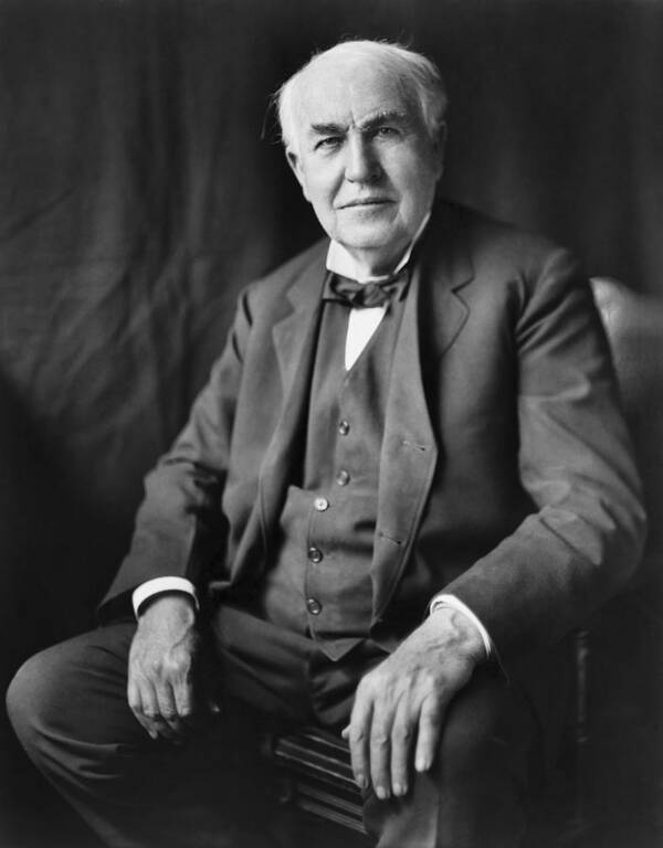 Thomas Edison Poster featuring the photograph Thomas Edison - Inventor and Businessman by War Is Hell Store