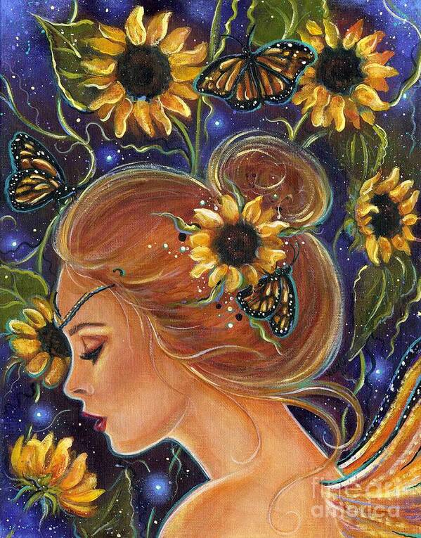 Sunflower Art Poster featuring the painting Time to be free by Renee Lavoie