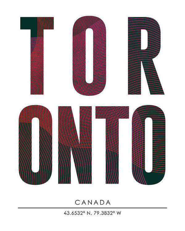 Toronto Poster featuring the mixed media Toronto, Canada - City Name Typography - Minimalist City Posters by Studio Grafiikka