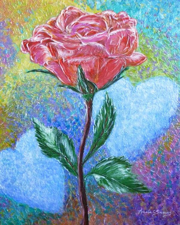Rose Poster featuring the painting Touched by a Rose by Amelie Simmons