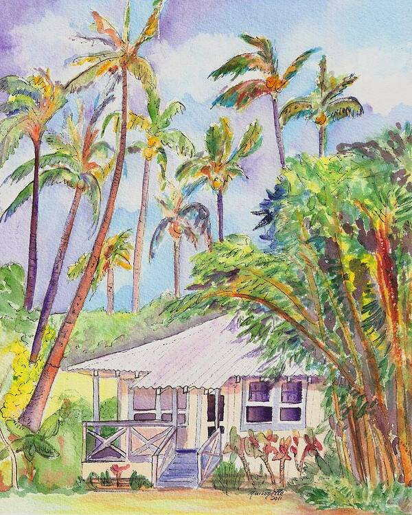 Kauai Poster featuring the painting Tropical Waimea Cottage by Marionette Taboniar