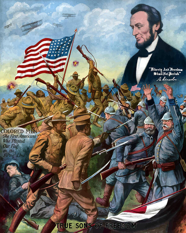 African American History Poster featuring the painting True Sons Of Freedom -- WW1 Propaganda by War Is Hell Store