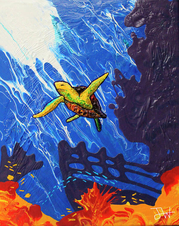 Water Poster featuring the painting Turtle Heaven by Jerome Wilson