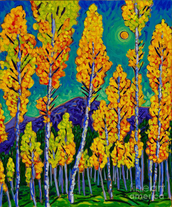 Twilight Poster featuring the painting Twilight Aspens by Cathy Carey