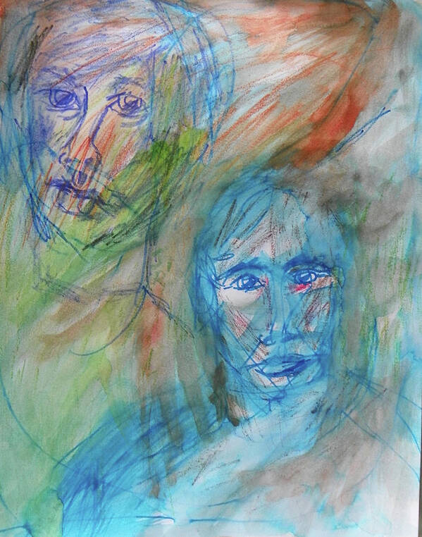 Abstract Poster featuring the painting Two Faces by Judith Redman