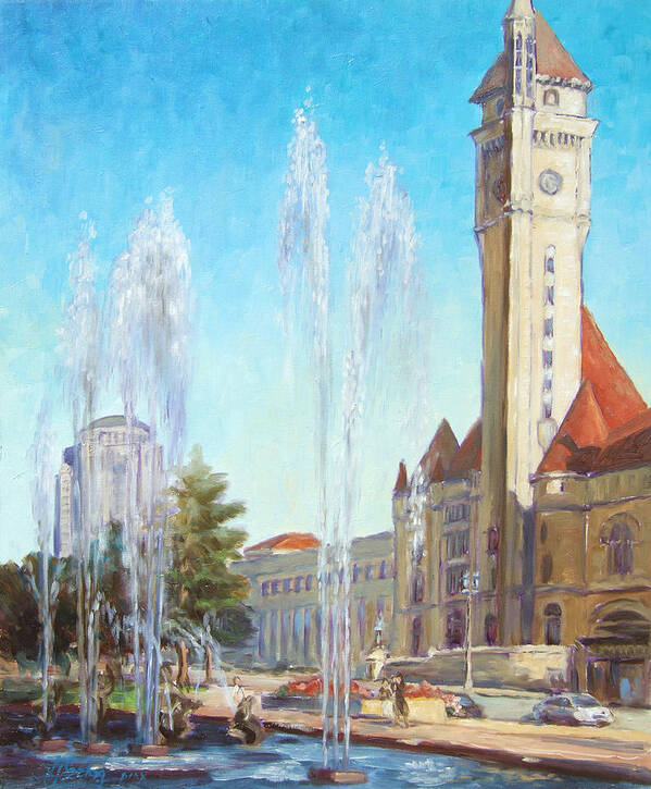 St.louis Poster featuring the painting Union Station in St.Louis by Irek Szelag