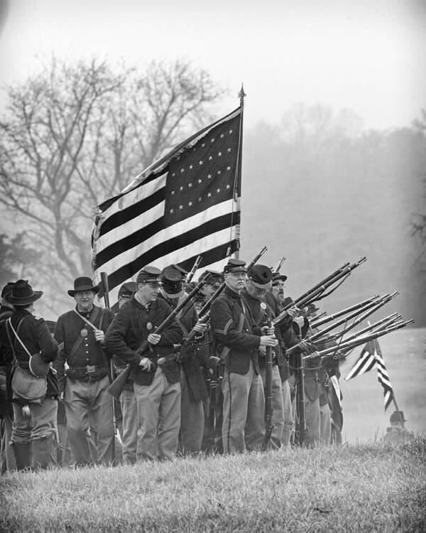 Civil War Poster featuring the photograph Union Troops by Alan Raasch