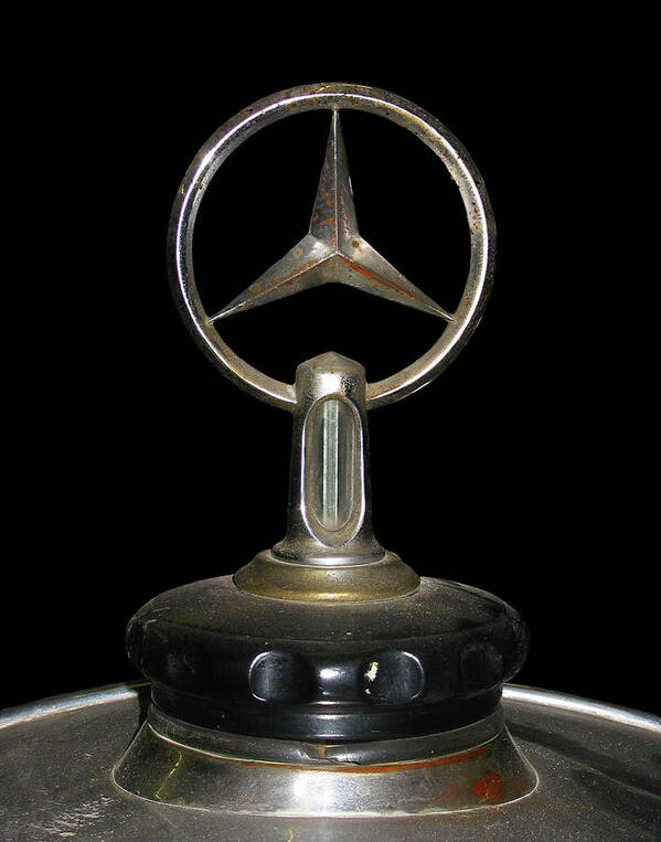 Advertising Poster featuring the photograph Vintage Mercedes Radiator Cap by David and Carol Kelly