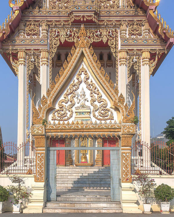Temple Poster featuring the photograph Wat Woranat Bonphot Phra Ubosot Gate DTHNS0018 by Gerry Gantt