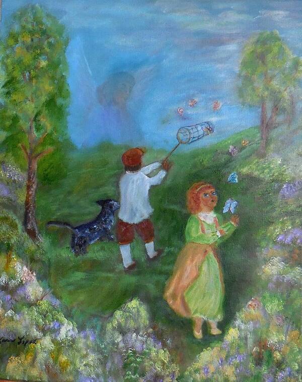 Landscape Poster featuring the painting Watching Over The Children by Karen Lipek