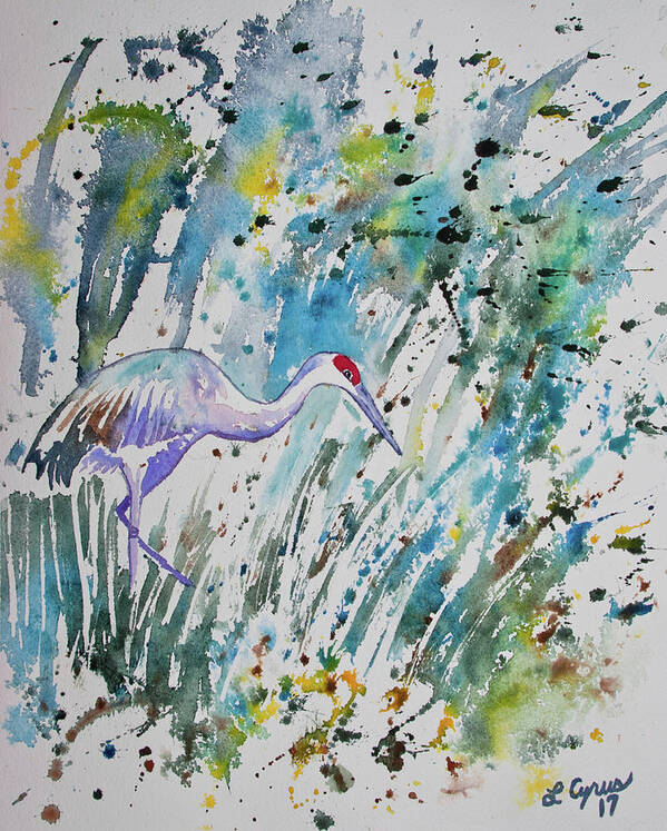Crane Poster featuring the painting Watercolor - The Crane by Cascade Colors
