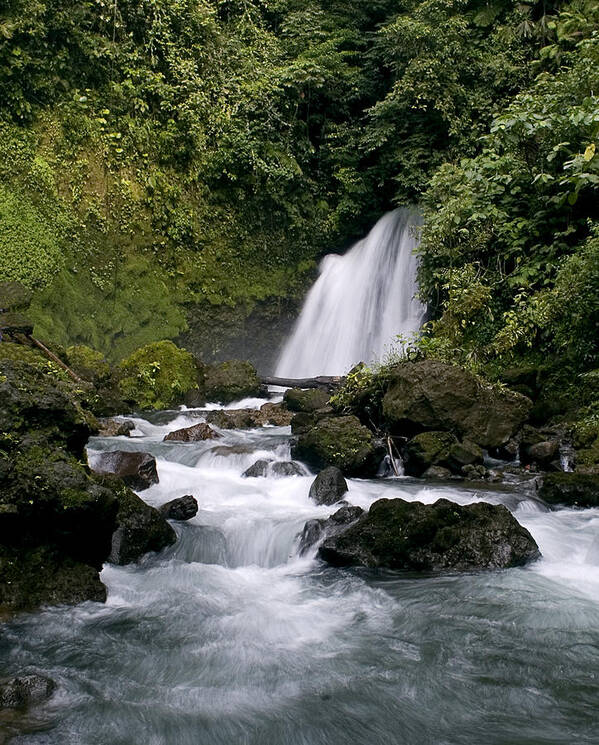 Costa Rica Poster featuring the photograph Waterfall in La Fortuna by Patricia Bolgosano