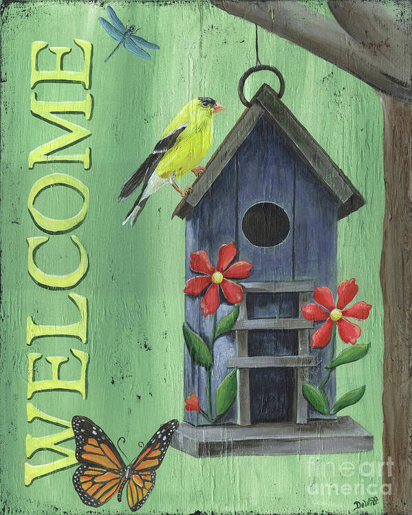 Bird Poster featuring the painting Welcome Goldfinch by Debbie DeWitt