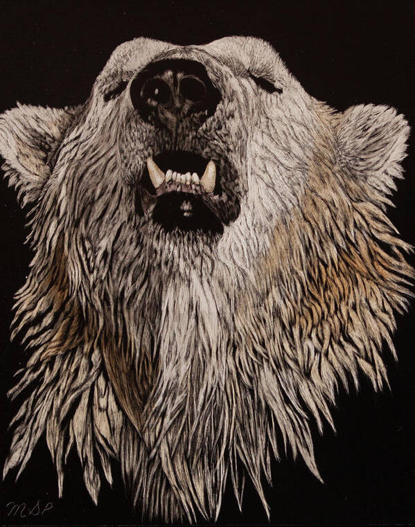 Polar Bear Poster featuring the painting What Big Teeth by Margaret Sarah Pardy