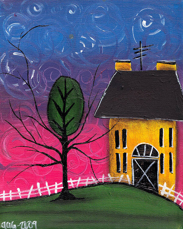 Saltbox House Poster featuring the painting Whimsical Night by Abril Andrade