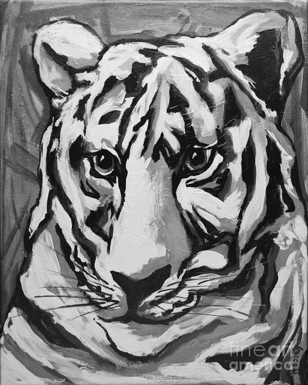 Tiger Poster featuring the painting White Tiger Not monochrome by Rebecca Weeks