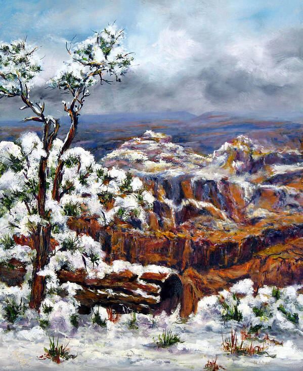 Landscape Poster featuring the painting Winter Canyon by Thomas Restifo