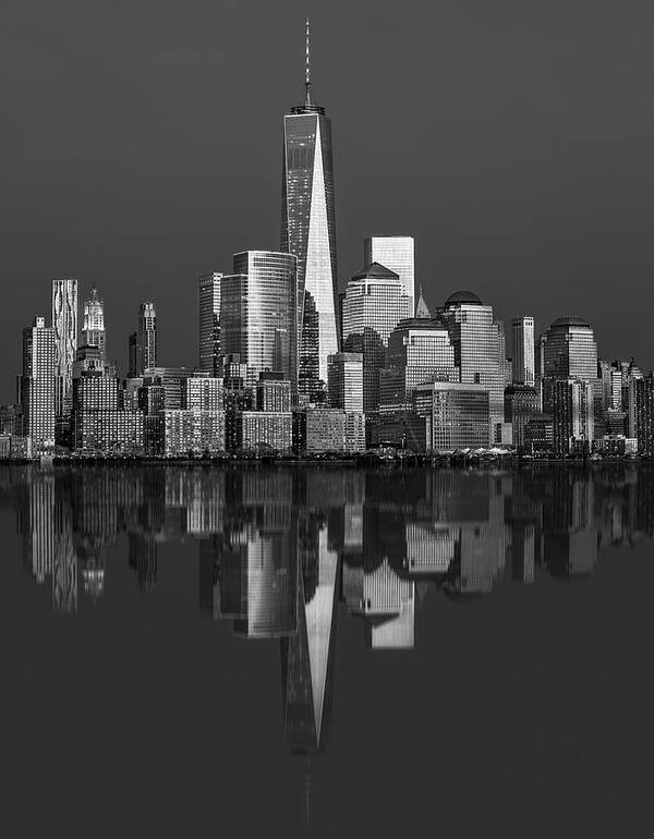 World Trade Center Poster featuring the photograph World Trade Center Reflections BW by Susan Candelario