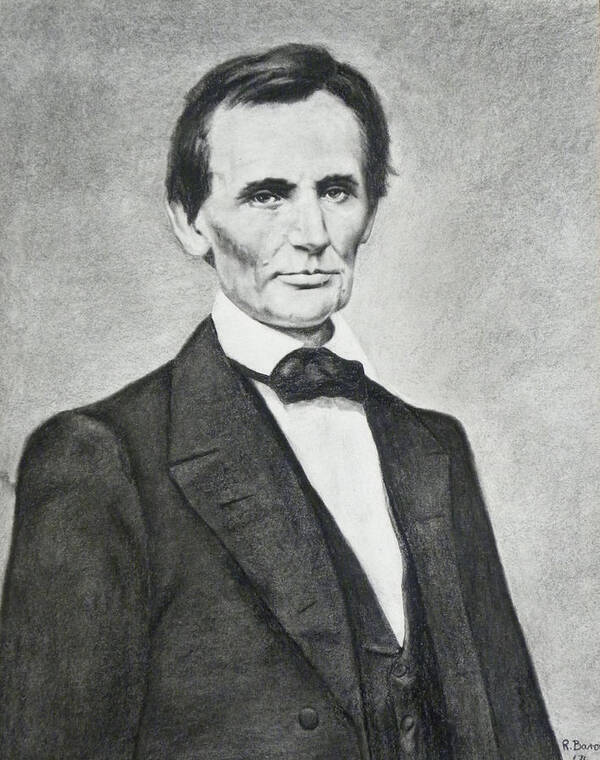 Abraham Poster featuring the drawing Young Lincoln by Richard Barone